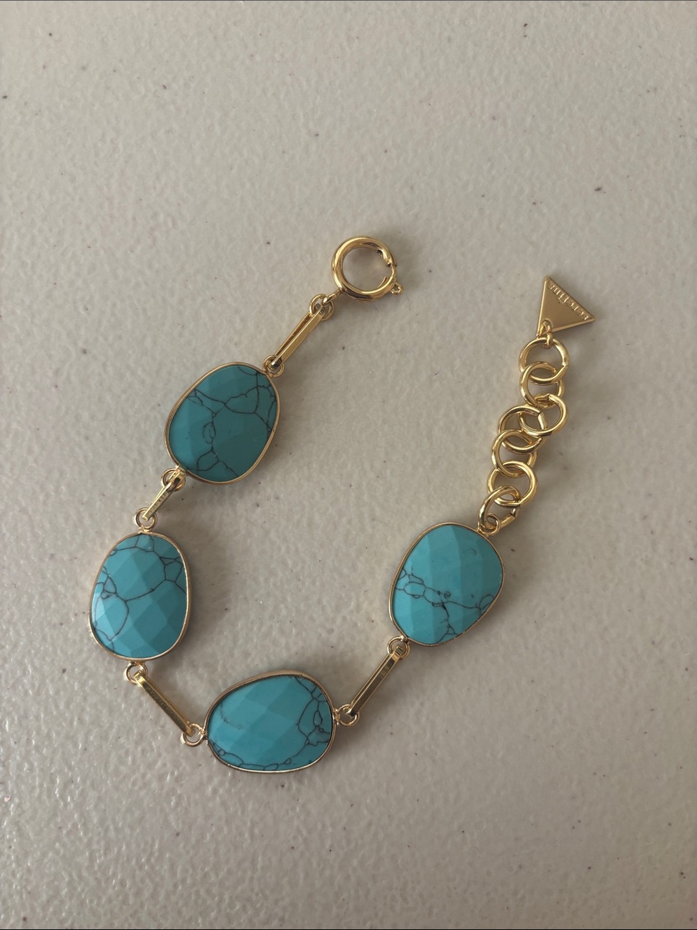 Anthropologie Gold-Tone Bracelet with Turquoise Stones